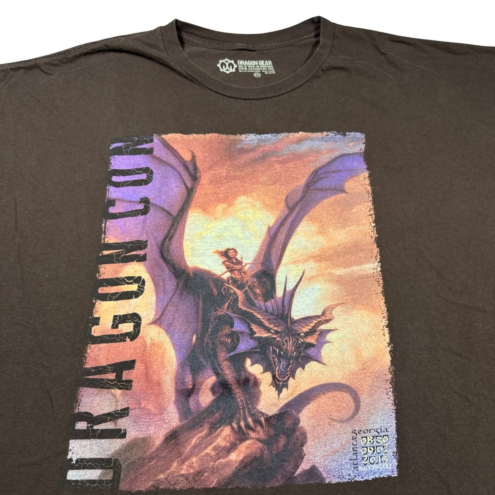 Dragon Gear Dragon Con 2013 Volunteer T-Shirt Brown Fantasy Graphic 3XL Mens